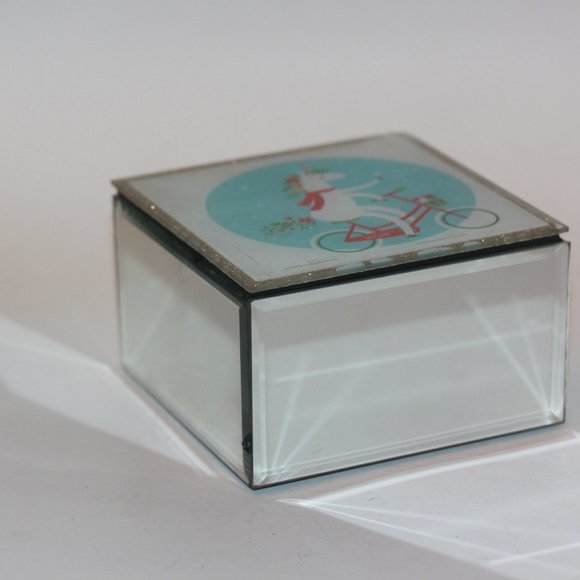 Vintage Unicorn Mirrored Jewel Jewelry Trinket Box - Picture 2 of 5